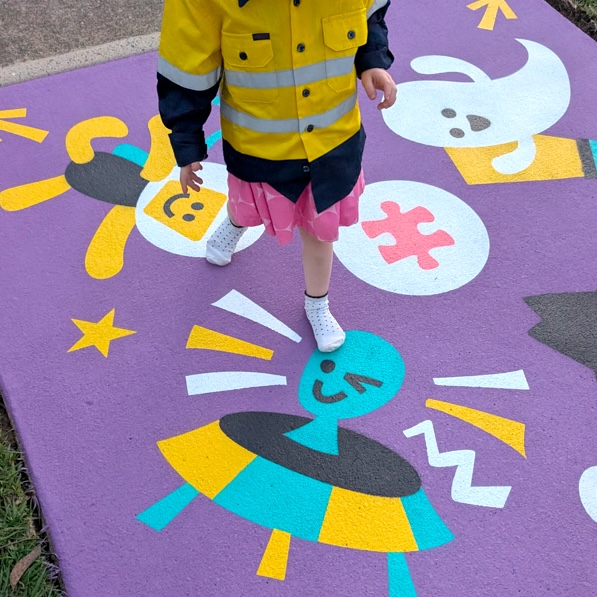 Child on painted path